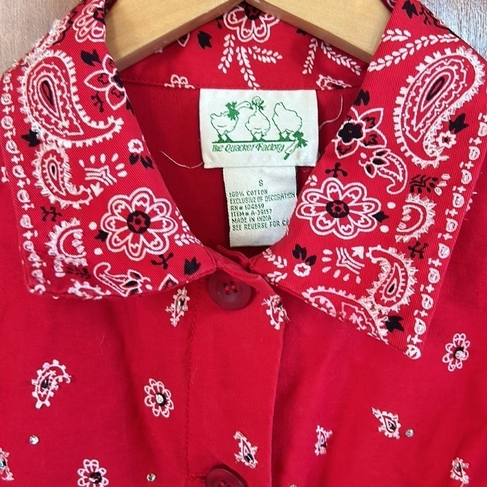 The Quacker Factory Western Vintage Red Bandanna Print Jacket Cowgirl Rockabilly - Picture 3 of 7